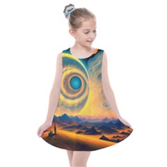 Ai Generated Surrealist Fantasy Dream Moon Space Kids  Summer Dress by Jancukart