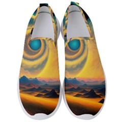 Ai Generated Surrealist Fantasy Dream Moon Space Men s Slip On Sneakers by Jancukart