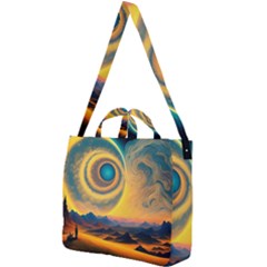 Ai Generated Surrealist Fantasy Dream Moon Space Square Shoulder Tote Bag by Jancukart