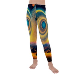 Ai Generated Surrealist Fantasy Dream Moon Space Kids  Lightweight Velour Leggings by Jancukart