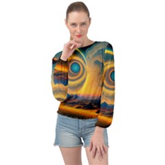 Ai Generated Surrealist Fantasy Dream Moon Space Banded Bottom Chiffon Top by Jancukart