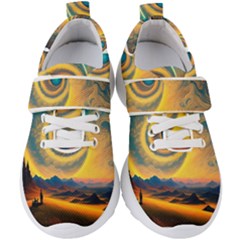 Ai Generated Surrealist Fantasy Dream Moon Space Kids  Velcro Strap Shoes