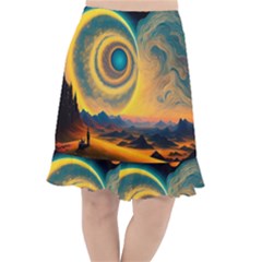 Ai Generated Surrealist Fantasy Dream Moon Space Fishtail Chiffon Skirt by Jancukart