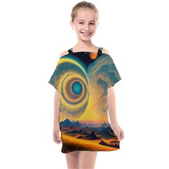 Ai Generated Surrealist Fantasy Dream Moon Space Kids  One Piece Chiffon Dress