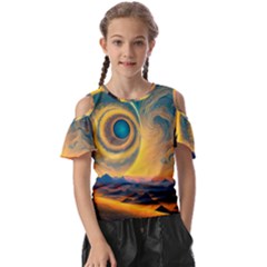 Ai Generated Surrealist Fantasy Dream Moon Space Kids  Butterfly Cutout Tee by Jancukart