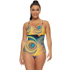 Ai Generated Surrealist Fantasy Dream Moon Space Retro Full Coverage Swimsuit by Jancukart