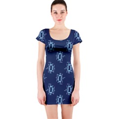 Background Microchips Graphic Beautiful Wallpaper Short Sleeve Bodycon Dress by Jancukart