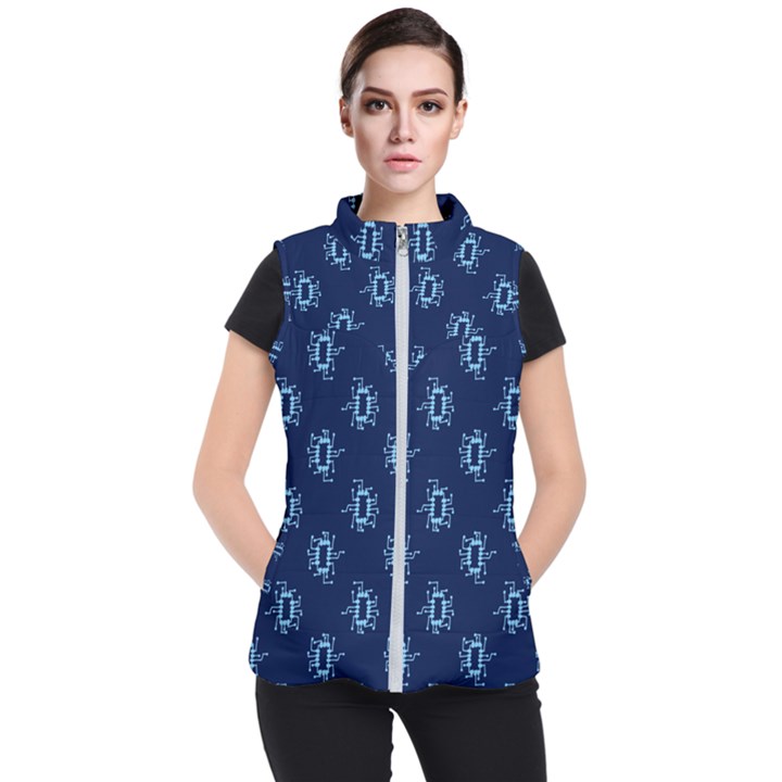 Background Microchips Graphic Beautiful Wallpaper Women s Puffer Vest