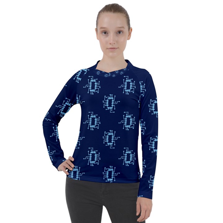 Background Microchips Graphic Beautiful Wallpaper Women s Pique Long Sleeve Tee