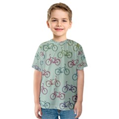 Bicycle Bikes Pattern Ride Wheel Cycle Icon Kids  Sport Mesh Tee