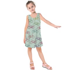 Bicycle Bikes Pattern Ride Wheel Cycle Icon Kids  Sleeveless Dress by Jancukart