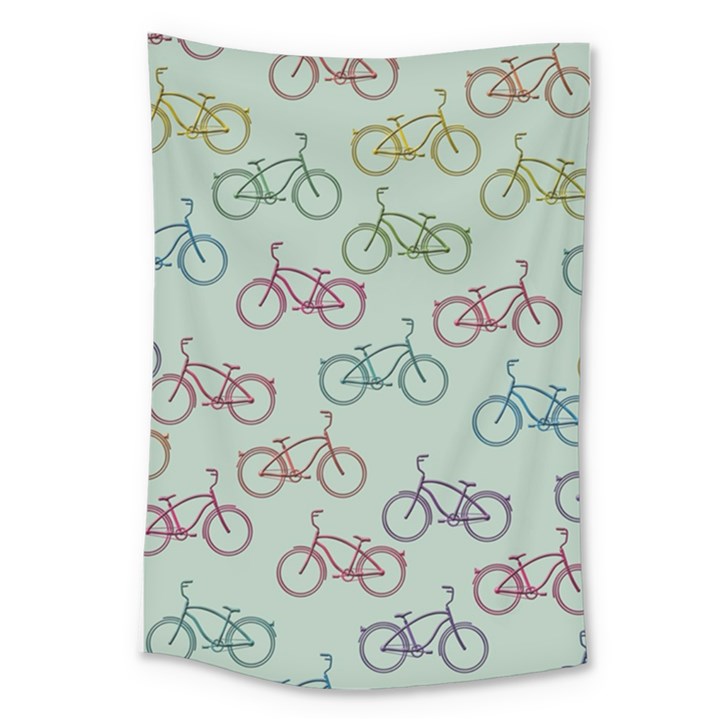 Bicycle Bikes Pattern Ride Wheel Cycle Icon Large Tapestry