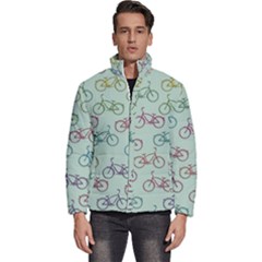 Bicycle Bikes Pattern Ride Wheel Cycle Icon Men s Puffer Bubble Jacket Coat by Jancukart