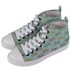 Bicycle Bikes Pattern Ride Wheel Cycle Icon Women s Mid-top Canvas Sneakers by Jancukart