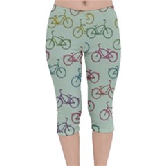 Bicycle Bikes Pattern Ride Wheel Cycle Icon Velvet Capri Leggings  by Jancukart