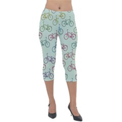 Bicycle Bikes Pattern Ride Wheel Cycle Icon Lightweight Velour Capri Leggings  by Jancukart