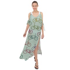 Bicycle Bikes Pattern Ride Wheel Cycle Icon Maxi Chiffon Cover Up Dress