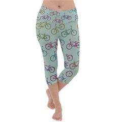 Bicycle Bikes Pattern Ride Wheel Cycle Icon Lightweight Velour Capri Yoga Leggings