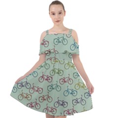 Bicycle Bikes Pattern Ride Wheel Cycle Icon Cut Out Shoulders Chiffon Dress by Jancukart