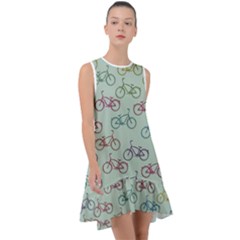 Bicycle Bikes Pattern Ride Wheel Cycle Icon Frill Swing Dress