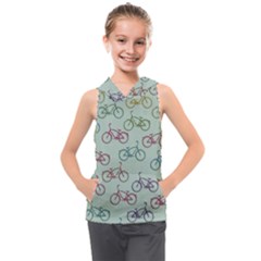 Bicycle Bikes Pattern Ride Wheel Cycle Icon Kids  Sleeveless Hoodie