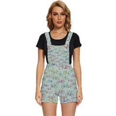 Bicycle Bikes Pattern Ride Wheel Cycle Icon Short Overalls