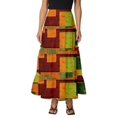 Background Graphic Beautiful Wallpaper Tiered Ruffle Maxi Skirt