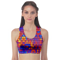 Geometric Pattern Colorful Fluorescent Background Sports Bra