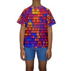 Geometric Pattern Colorful Fluorescent Background Kids  Short Sleeve Swimwear