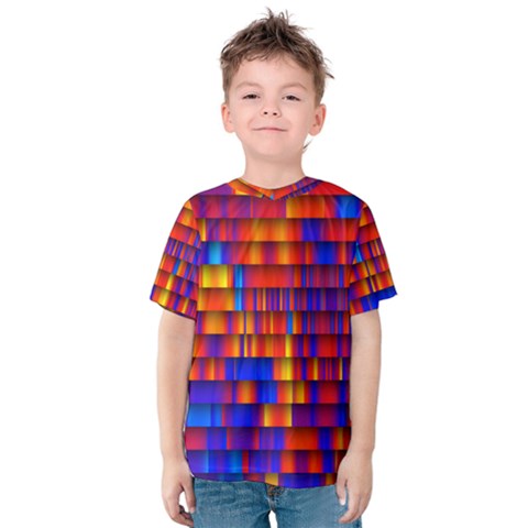 Geometric Pattern Colorful Fluorescent Background Kids  Cotton Tee by Jancukart