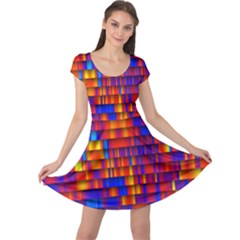 Geometric Pattern Colorful Fluorescent Background Cap Sleeve Dress