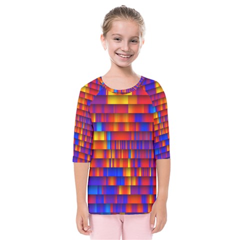 Geometric Pattern Colorful Fluorescent Background Kids  Quarter Sleeve Raglan Tee by Jancukart