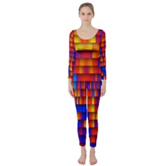 Geometric Pattern Colorful Fluorescent Background Long Sleeve Catsuit