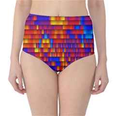 Geometric Pattern Colorful Fluorescent Background Classic High-waist Bikini Bottoms