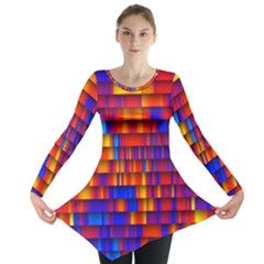 Geometric Pattern Colorful Fluorescent Background Long Sleeve Tunic 