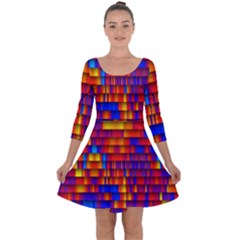 Geometric Pattern Colorful Fluorescent Background Quarter Sleeve Skater Dress by Jancukart