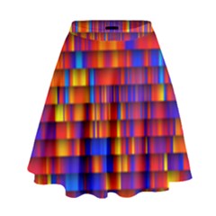 Geometric Pattern Colorful Fluorescent Background High Waist Skirt