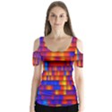 Geometric Pattern Colorful Fluorescent Background Butterfly Sleeve Cutout Tee  View1