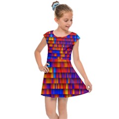 Geometric Pattern Colorful Fluorescent Background Kids  Cap Sleeve Dress by Jancukart