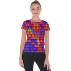 Geometric Pattern Colorful Fluorescent Background Short Sleeve Sports Top 