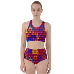 Geometric Pattern Colorful Fluorescent Background Racer Back Bikini Set