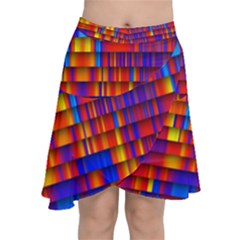 Geometric Pattern Colorful Fluorescent Background Chiffon Wrap Front Skirt by Jancukart