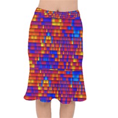 Geometric Pattern Colorful Fluorescent Background Short Mermaid Skirt