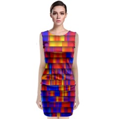 Geometric Pattern Colorful Fluorescent Background Sleeveless Velvet Midi Dress