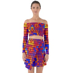 Geometric Pattern Colorful Fluorescent Background Off Shoulder Top With Skirt Set by Jancukart