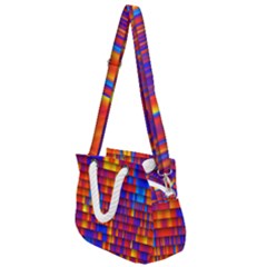 Geometric Pattern Colorful Fluorescent Background Rope Handles Shoulder Strap Bag by Jancukart