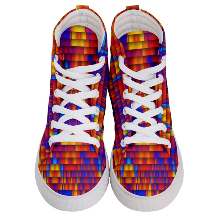 Geometric Pattern Colorful Fluorescent Background Men s Hi-Top Skate Sneakers