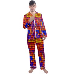 Geometric Pattern Colorful Fluorescent Background Men s Long Sleeve Satin Pajamas Set by Jancukart