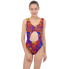 Geometric Pattern Colorful Fluorescent Background Center Cut Out Swimsuit