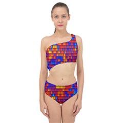 Geometric Pattern Colorful Fluorescent Background Spliced Up Two Piece Swimsuit